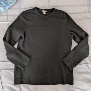 L.L. Bean Women's 100% Cashmere Crewneck Sweater Black Size Large Preppy Classic